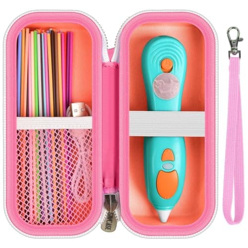 GWCASE Case Compatible with 3Doodler Start+ Essentials 3D Printing Pen for Kids, Travel Organizer Carryer for Filament Refill Packs, Micro-USB Charger (Box Only)-Pink