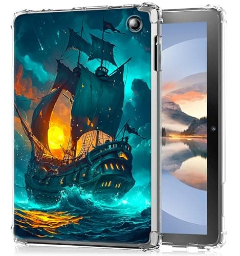 HEAKIERG Clear Case for Amazon Kindle Fire HD 10 & 10 Plus Tablet(11th Generation, 2021 Release) 10.1", Transparent TPU Soft Silicone Protective Shell Shockproof Cover Case, Blue Sail