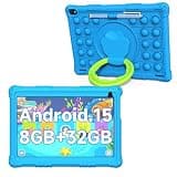 Android 15 Kids Tablet, 10 inch Tablets for Kids, 8GB RAM 32GB ROM 1TB Expand, Toddler Tablet with Parental Control, IPS Screen, Dual Camera, Educational, Games, Shockproof Case for Boys, Blue