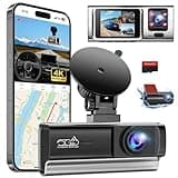 3 Channel 2.5K Dash Cam with 5GHz WiFi & APP Control, 2.5K+1080P+1080P Front Inside and Rear, Triple Dash Camera with SD Card, 24 Hours Parking Mode, Loop Recording, Night Vision