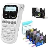 EazeID Label Maker with 5PK Color Tapes, Handheld Label Maker Machine, Backlit Screen Multiple Fonts & Symbols, Portable Keyboard Labeler for Home Office School Use, H1100