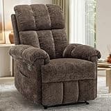 Korser Recliner Chair, Living Room Recliner Chairs for Adults, Small Recliners for Small Spaces, Upholstered Manual Recliner with Side Pockets, Modern Nursery Chair for Living Room, Chenille, Brown