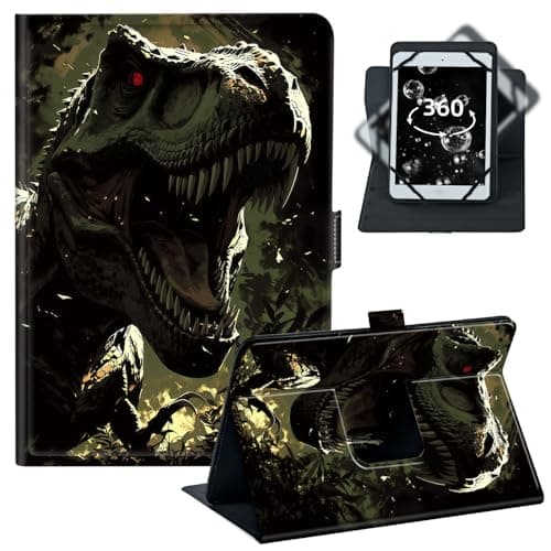 BREIDMKFM Tablet Case for iPad Pro 11/Samsung Tab S9 11-10.5-11.5 Inch PU Leather Folio with 360 Rotating Stand,Fit for Fire Max 11/iPad 10th Gen,﻿Vintage Dinosaur Forest