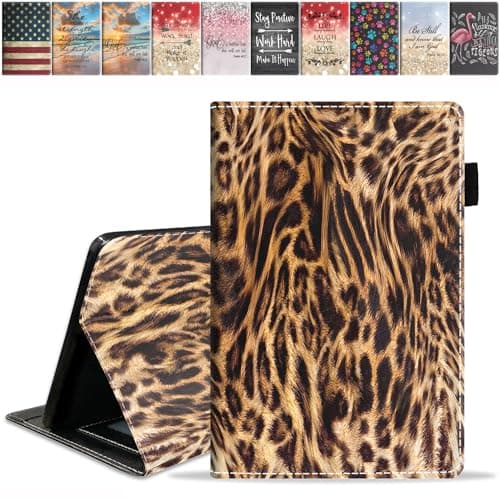 FQTBCEARI Designed Case for All-New Amazon Kindle Fire 7 Tablet (7", 12th Generation, 2022 Release), Slim PU Leather Cover with Card Slot & Auto Wake/Sleep, Leopard Print