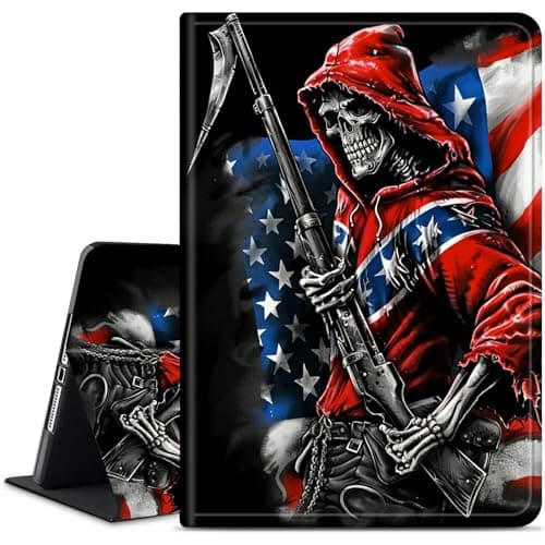 Dikoer for Samsung Galaxy Tab A 8.0" 2017 (SM-T380/T385) Tablet Case, Multiple Viewing Angles & Kickstand Back Case Drop Protection Smart Cover, Flag Skull
