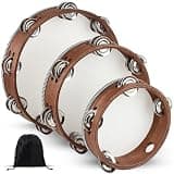 3 PCS Tambourines for Adults with Storage Bag, 6/8/10 in Set