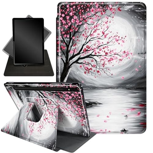 Case for Samsung Galaxy Tab S8/Tab S7 11 Inch (Model SM-X700/X706/T870/T875/T878),360 Degree Rotating Stand Smart Protective Case for Galaxy Tab S8 / S7 Tablet 2022/2021,Cherry Tree Moon