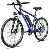 Jasion EB5 Electric Bike for Adults 26" tire with 1000W Peak Motor,Removable Battery Commuting Electric Mountain Bike,Up to 40Miles,7-Speed and Front Fork Suspension Ebike