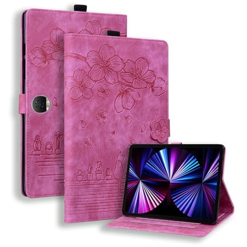 YBFJCE Case for Honor Pad 9 12.1" 2023,Multi-Angle Viewing PU Leather Folio Stand Cover with Pencil Holder,Shockproof Protective Case for Honor Pad 9 HEY2-W09,Rose Red
