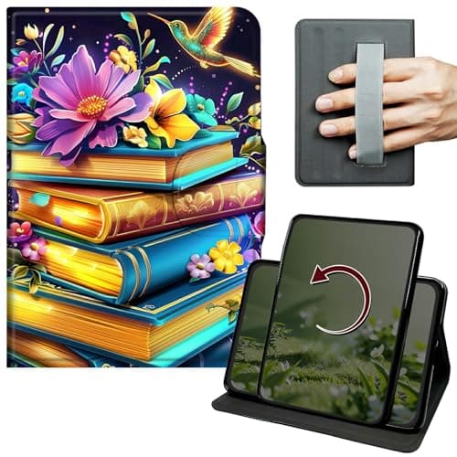 Dikoer Case for Amazon Fire HD 10/10 Plus(13th/11th Generation, 2023/2021 Release), 360 Degree Rotation Lightweight PU Leather Stand Cover with Hand Strap for Women Men, Book