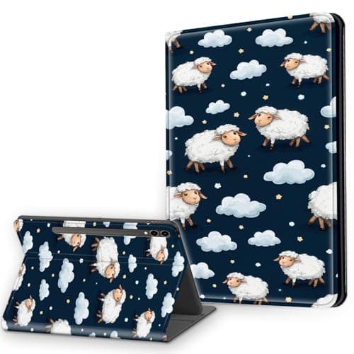 Gmeyutqy for Samsung Galaxy Tab S10 Plus 2024/S9 Plus/S9 FE Plus 5G Case 12.4" 2023, Multi-Angle Viewing Leather Smart Stand Back Cover with Auto Sleep Wake, Cloud Sheep