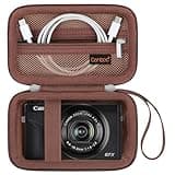 Canboc Carrying Case for Canon PowerShot G7 X Mark III/ G7X Mark II Digital 4K Vlogging Camera, SX740 SX730 Camera Bag, Zipper Mesh Pocket fits USB Cable, Batteries, Brown