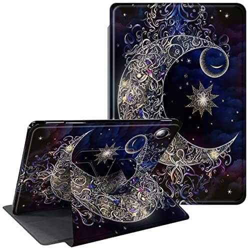 CGFGHHUY Case for Kindle Fire HD 8 Tablet - 8 inch 360 Degree Rotating Stand Protective Smart Cover with Auto Wake Sleep - Purple Moon