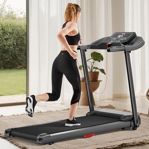 Folding Treadmill with Dual Cushion System, Cup & Phone Holder, 265 lbs Capacity for Home Office