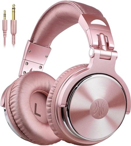 OneOdio Wired Over Ear Headphones Studio Monitor & Mixing DJ Stereo Headsets with 50mm Neodymium Drivers and 1/4 to 3.5mm Jack for AMP Computer Recording Podcast Keyboard Guitar Laptop - Pink