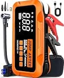 4000A Car Jump Starter with Air Compressor,Car Jumper 150PSI Portable Car Battery Jump Starter,12V Jump Box Battery Pack (8L Gas 6L Diesel Engine) with Boost,LEDLight and Jumper Cables (Orange)