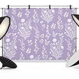 Purple Botanical Backdrop 12x8ft Spring Summer Chic Wildflowers Photography Backdrop Fabric Photoshoot Background Tapestry Banner for Birthday Baby Shower Decoration Party Video Photo Studio Props