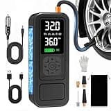 Calmara Y34 Tire Inflator Portable Air Compressor,4X Faster Inflation,8000mAh Cordless/12V DC 150PSI Air Pump with Digital Pressure Gauge for Car,Motorcycle,Bike,Ball Gifts for Him