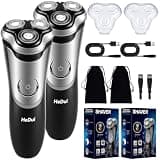 2 Pack Electric Shaver Two Pack Floating Triple Blade Heads Built in Sideburn Trimmer IPX5 Waterproof Wet and Dry Use