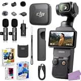 DJI Osmo Pocket 3 Mic Mini Clip-On Transmitter with Built-in Microphone Bundle + Additional 2X Wireless Microphone System, Photo/Video Editing Software (18 Items)