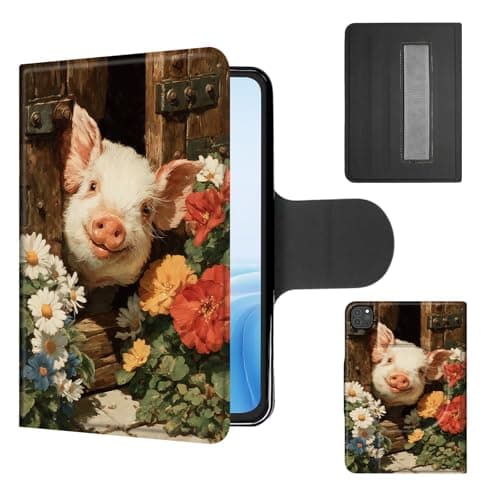 Cdkfxjy Case for iPad Air 5th/4th Generation, 360°Rotating Stand with Secure Hand Strap, Protective Cover with Auto Sleep/Wake, Lightweight Shockproof Shell, Smiling Pig