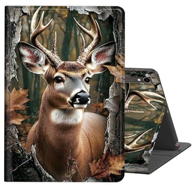 FKIUBWRY Case for Samsung Galaxy Tab S10 FE / S9 FE 5G 10.9 Inch/Tab S9 11 Inch Tablet Case,Slim PU Leather Multi-Angle Stand Folio Cute Cover with Auto Wake/Sleep,Forest Cute Deer