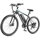 ANCHEER 26" Electric Bike for Adults, Peak 749W Ebike, 19.8MPH Electric Bicycle with 48V 374Wh / 48V 499Wh Battery(3H Fast Charge), LCD Display, Front Suspension, UL2849 Compliant, Blue Sunshine