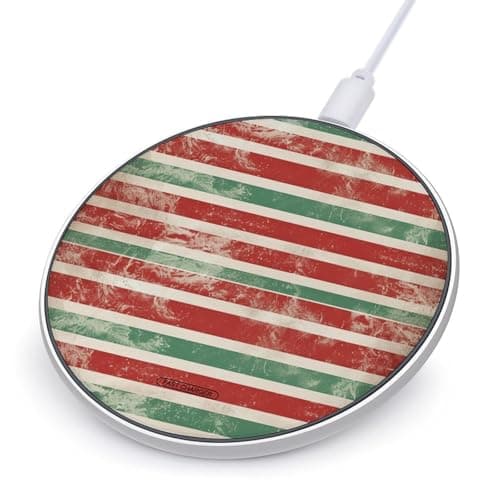 Red and Green Stripes Wireless Charger Portable Fast Charging Pad Lightweight Wireless Charging Pad 10W Slim Charging Station for Phone Charger Mat for Travel Home Office Desk
