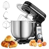 Stand Mixer, 1200W 6.5QT 6-Speed Tilt Head Food Mixer, DC Motor, Kitchen Mixer with Whisk, Flat Beater, Dough Hook, Black