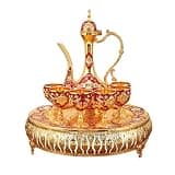 LVPETALIZE Turkish Tea Cups,Turkish Tea Set with Pot and 6 Cups,Turkish Coffee Cup Set for Home Decor,Golden Wine Decanter and Glasses Set