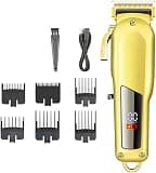 Mens Hair Clippers, Electric Clipper Rechargeable Cordless Men's Trimmer for Beard Cutter Machine Haircut(Gold)