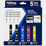 PayForLess Remanufactured for Epson 822XL Ink Cartridges for 822 XL T822 Workforce Pro WF-3820 WF-3823 WF-4820 WF-4830 WF-4833 WF-4834 Printer 2 Black 1 Cyan 1 Magenta 1 Yellow 5 Pack