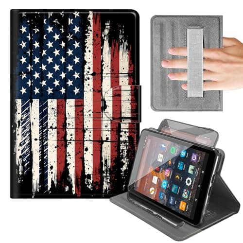 for iPad A16 11th Generation Case 2025 11" & iPad 10th Gen 10.9" 2022, 360° Rotating Vertical Stand, Hand Strap Shockproof Protective Cover, Auto Wake/Sleep,Vintage American Flag-2