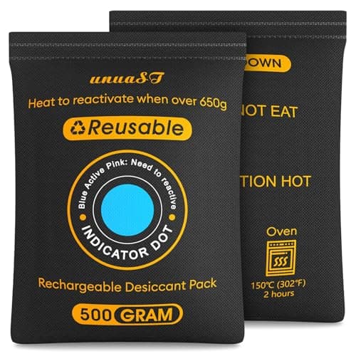 unuaST 4 x 500 Grams [4.4 lbs] Rechargeable Silica Gel Desiccant Packets Large, Color-Indicating Desiccant Packs for Storage, Car Moisture Absorber, Reusable Safe Dehumidifier for Gun Safe, Closet