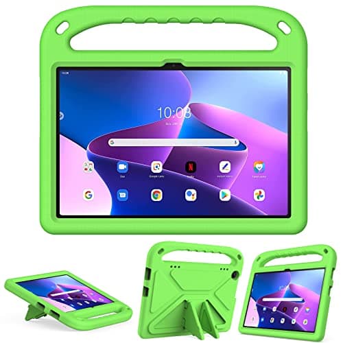 WTRFTJ Case for Lenovo Tab M10 Plus 3rd Gen 10.6 Inch 2022(TB125FU/TB128FU/TB128XU),Heavy-Duty Shockproof Stand Cover with Handle & Multiple Angles. (Green)