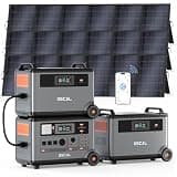 OSCAL Powermax 6000W(9000W Peak) Portable Solar Power Station with 3*500W Solar Panels, 10800Wh LiFePO4 Battery(with 2x3600Wh Expansion Battery Pack), 2400W Solar Charging Generator for Camping, Home