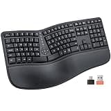 MEETION Ergonomic Keyboard Wireless, Split Curved Keyboard with Cushioned Soft Wrist Palm Rest, 2.4GHz Cordless Computer keybaords, Full Size Natural Typing for Windows/Mac/Laptop/PC, Black