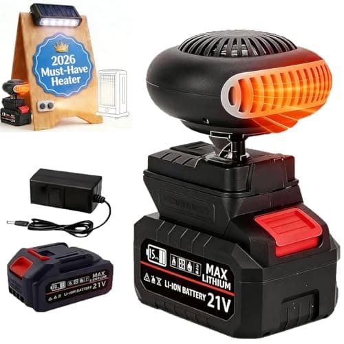 2026 Battery Powered Space Heater, Battery Operated Heaters For Indoors, Dual USB, With 3000mah Rechargeable Batteries, Wireless, Portable, Silent, And Anti-Tilt Design For Cars/Camping (5-cell)
