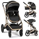 INFANS 2 in 1 Baby Stroller, Folding Newborn Pram Convertible Stroller Bassinet for Infant Foldable High Landscape Shock Absorption with Reversible Seat Aluminum Structure for Pushchair