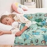 Mr. Sandman Weighted Blanket 7 lbs, Cooling Breathable Heavy Blanket for Sleep, Washable Glass Bead Weighted Throw, Soft Microfiber Fabric, Dinosaur Green, 41" x 60"