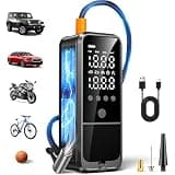 KZKB 160PSI Tire Inflator Portable Air Compressor, 6000mAh Portable Tire Inflator for Car Portable Air Pump with Tire Gauge Pressure & LED Light Air Pump for Car Tires Cordless Bike Pump for Car