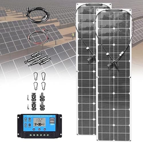 iumLeap 400W Portable Solar Panel with 40A Charger Controller, 2pcs 200W Flexible Solar Panels, for RV Camping Off Grid,Boats(White)
