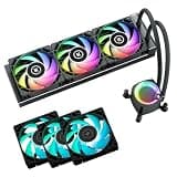 EKWB EK-Nucleus AIO CPU Cooler CR360 Lux and EK-Loop Fan FPT 120 D-RGB (3-Pack) Bundle, Black, TR-85168-89754