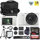 Sony ZV-E10 II Mirrorless Camera (White) with 16-50mm f/3.5-5.6 Lens | 26MP APS-C Sensor, 4K Video & Flip Screen | for Vlogging & Content Creation + Extra Battery + 64GB Card + Camera Case