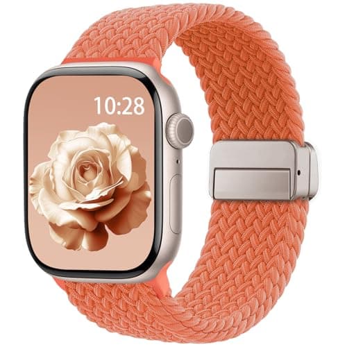 Braided Stretchy Band Compatible with Apple Watch Bands 38mm 40mm 41mm 42mm 44mm 45mm 46mm 49mm Women Men, Soft Nylon Solo Loop Magnetic Sport Strap for iWatch Series 11 10 9 8 7 6 5 4 3 2 1 SE Ultra