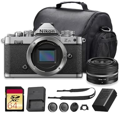 Nikon Zfc Mirrorless Camera with NIKKOR Z 28mm f/2.8 SE Lens, 20.9MP APS-C 4K Vlogging Camera, Retro Style Creator Camera with Wi-Fi, Eye AF, Vari-Angle Screen Bundle with Bag + 64GB Memory Card