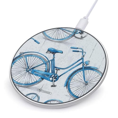 Blue Bicycle Wireless Charger Portable 10W Fast Wireless Charging Pad Compatible with Phone Ultra-Thin Charging Station Lightweight Charger Mat for Travel Home Office Desk