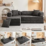 feliz home 6-in-1 Tri-Folding Mattress | Cloud Boneless L-Shaped Modular Sectional Couches | Corduroy Pet-Friendly Convertible Futon Sofa Bed with 800LB Capacity Apartment, Guest Room, Game Room