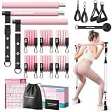 DAWN SWAN Pilates Bar Kit with Resistance Bands – Adjustable Home Gym Workout Equipment for Women & Men – Portable Pilates Equipment for Squats, Yoga & Full Body Toning