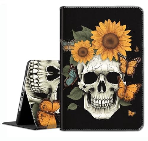 Case for Samsung Galaxy Tab S6 10.5" 2019 (SM-T860/T865) - Slim Fit Standing Cover with Auto Sleep/Wake for Samsung Tab S6 10.5" 2019，Skulls and Sunflowers